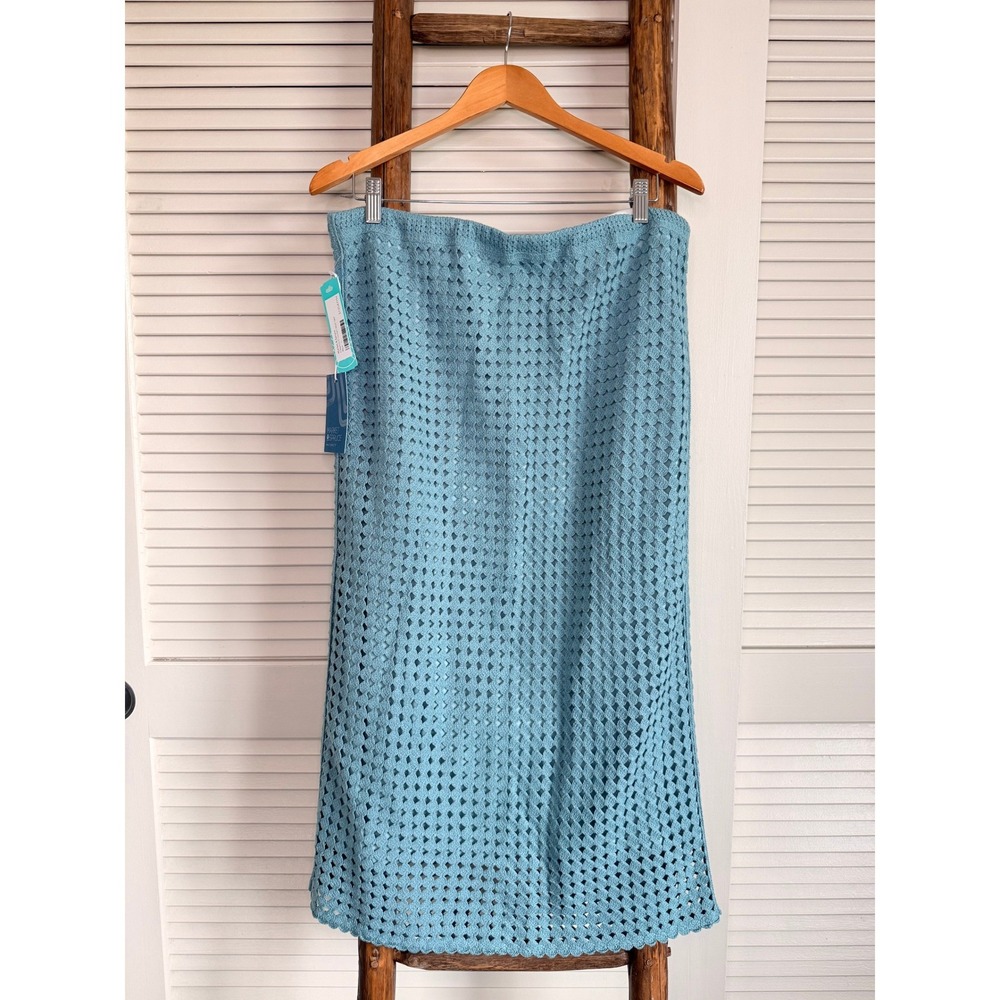 Market &‎ Spruce Crochet Midi Skirt Large Blue NWT